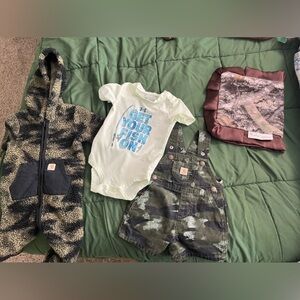 Carhartt baby boy bundle 3 piece and minky blanket